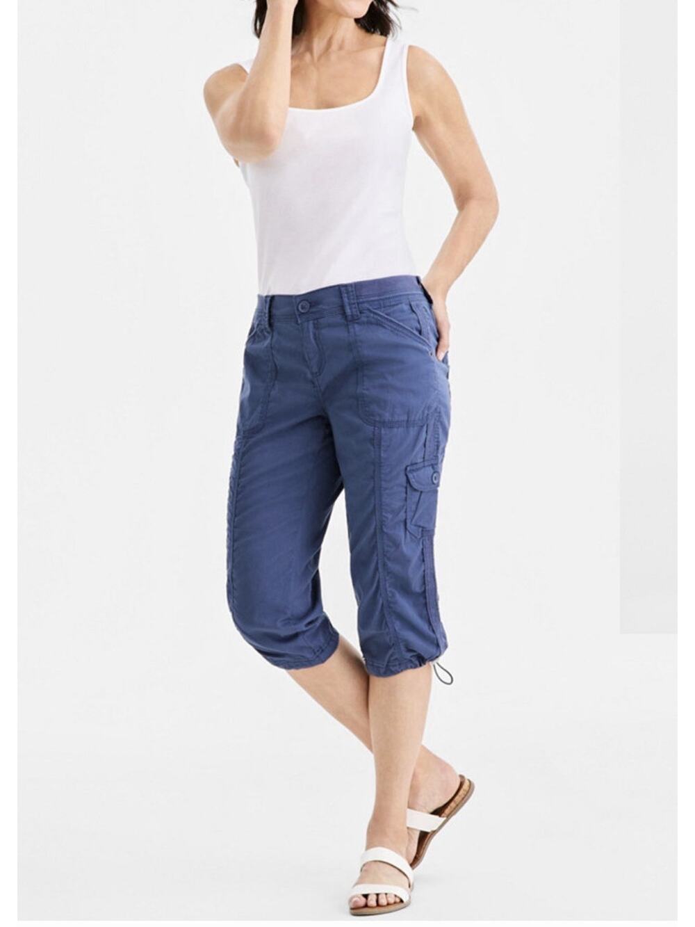 Macy’s Style & Co Petite Mid-Rise Cargo Capri Pants Blue Size 16W